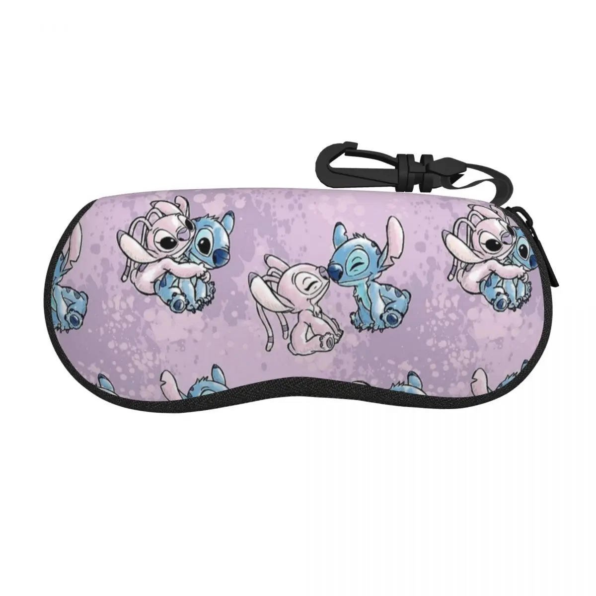 Stitch Angel Watercolor Glasses Case Travel Zipper Glasses Box Small Eyeglasses Box