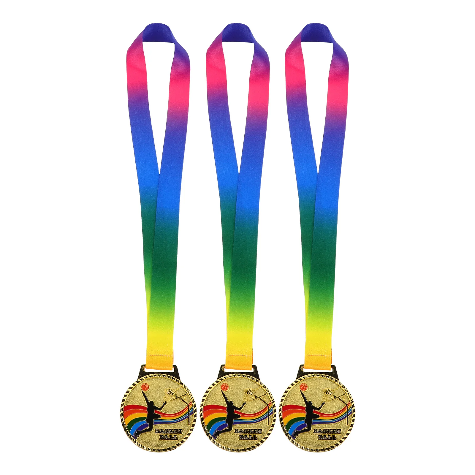 

3Pcs Metal Basketball Medal Gold Plated Award for Tournament Prizes Student Achievement Motivation Sports Event Keepsake Gift