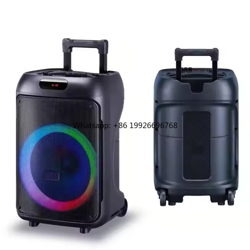 

12 Inch Heavy Bass High Volume Outdoor Speakers Blue Tooth Wireless Karaoke Sound System Portable Party Trolley Speaker with Mic