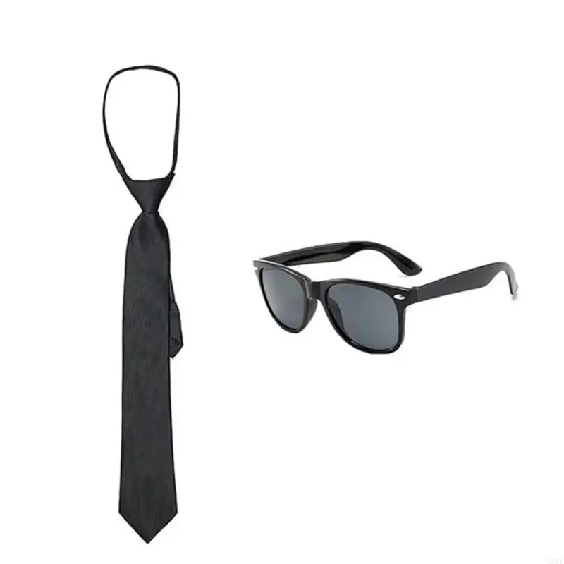 1920s Mens Costume Accessories with Fedoras Gangster Hat,Neck Tie Sunglasses Mobster Costumes Set for Halloween Cosplay