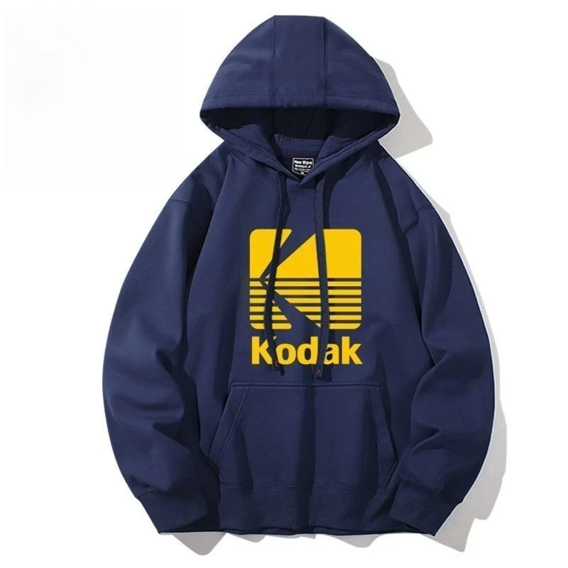 Kodak Fleece-Lined Film Photographer Camera Enthusiast Collaboration Hoodie, Casual Spring Fall Top for Men