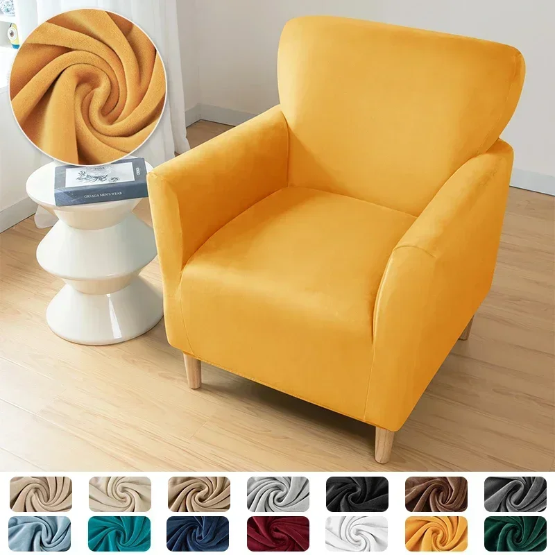 Housses de canapé de Club en velours de couleur unie, housse de chaise de Club élastique Super douce, housses de fauteuil monoplace pour comptoir de Bar hôtel