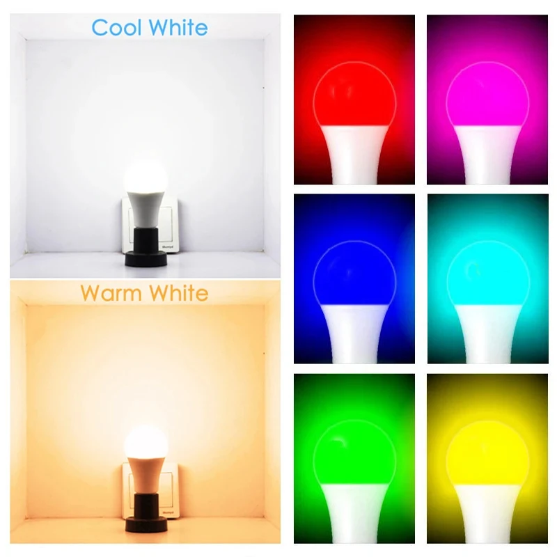 Tuya E27 Wifi Smart Light Bulb LED Lamp لمبة متعددة الألوان مع Siri for Alexa Google Smart Things Alice Home Assist Homekit