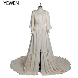 Off Shoulder Round Neck Flar Long Sleeves Maternity Dresses Photography Dresses Baby Shower Dress for Pregnant Woman YEWEN