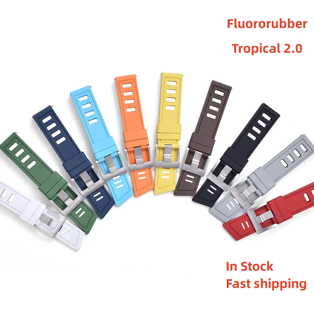 

New Design Fluororubber FKM 20mm 22mm Watch Strap Waterproof Fast Release Watchbands For Each Brand Diving Watches