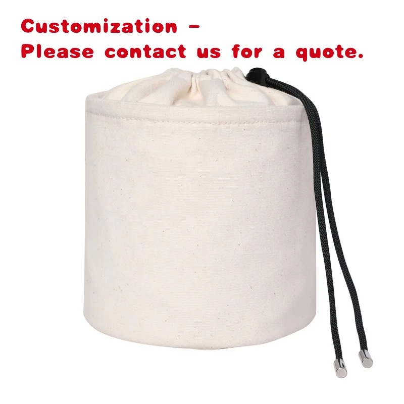 

custom.Canvas Cotton Dust Round Bottom Drawstring Bag With Strap Custom Environmental White Screen Printing Toy Etc