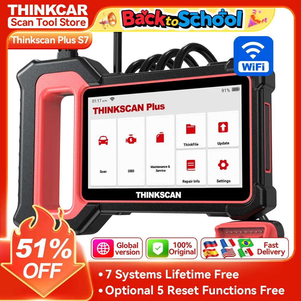 THINKSCAN PLUS S7 S6 S4 THINKCAR OBD2 Scanner Auto ABS,SRS,ECM,TCM,BCM,AC Sistema Auto EOBDII Strumento di scansione diagnostica Lettore di codici per auto