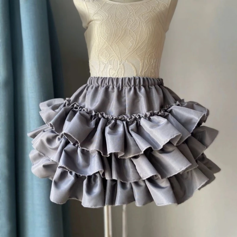 Japanese Kawaii Mini Pleated Skirts Womens JK Jupe Sweet Lolita Solid Color Skirt 2025 Y2k Aesthetic Ruffled High Waist Faldas