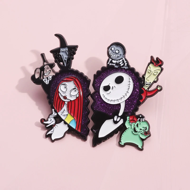 Botol darah Kelelawar kelelawar kelelawar kucing darah penyihir katak logam Punk lencana Halloween Pin perhiasan hadiah Gothic MothMan Enamel Pin vampir