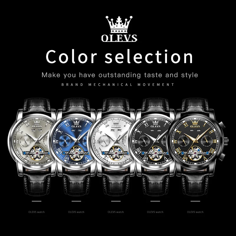 OLEVS Luxury Men\'s Watches Business Fashion Original Automatic Mechanical Wristwatch Waterproof Compelet Calendar Watch for Man