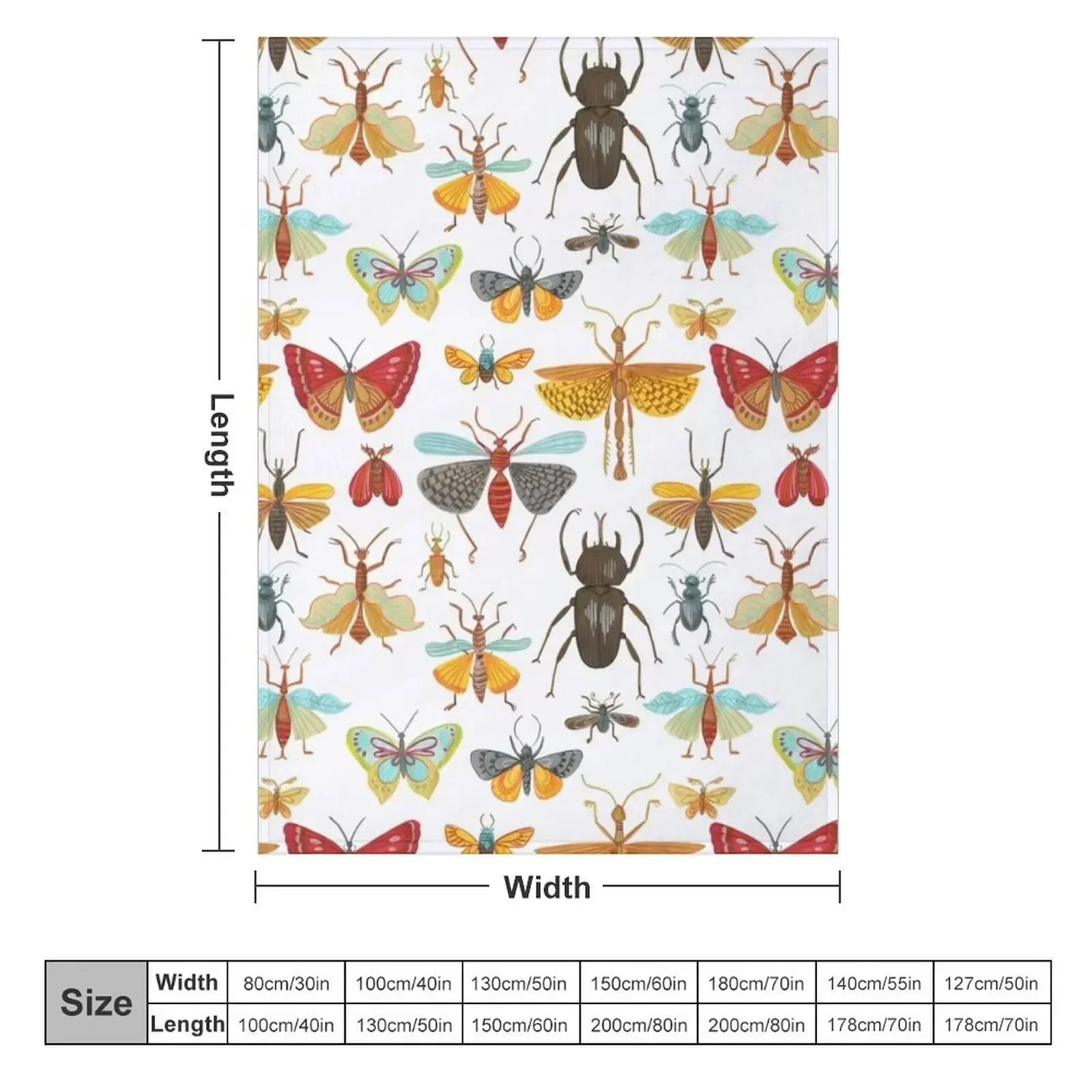 Colorful insects, butterflies and beetles Throw Blanket Multi-Purpose Blankets For Sofas Plaid Large Blankets