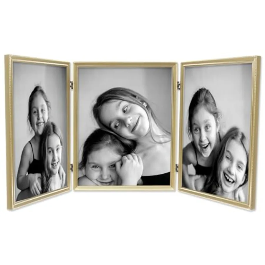 

11480T Тройная рамка для фотографий с шарнирным креплением, цвет античное золото, 8x10, 11480T