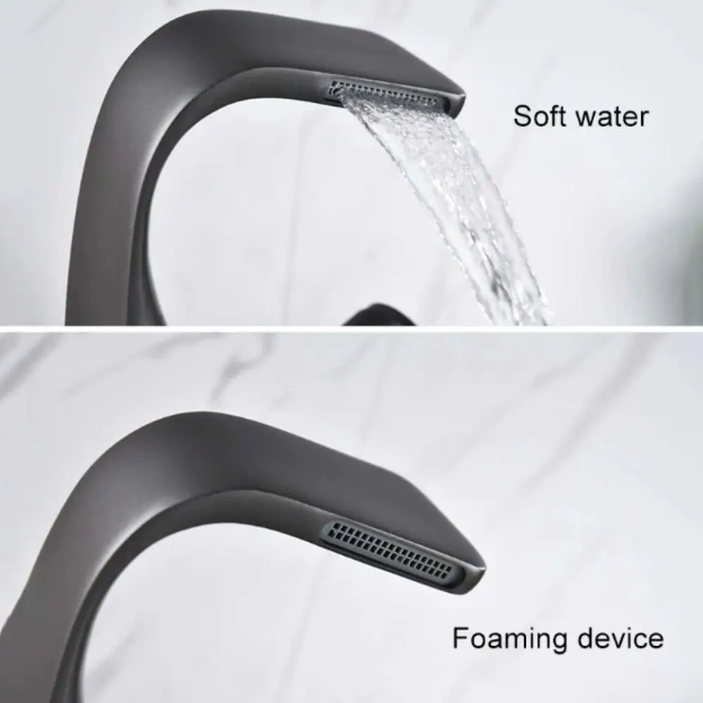 

Matte Golden White Basin Faucet Black Chrome Single Handle Mixer Tap Brushed Gold Contemporary Design Waterfall Tap Vessel Sink