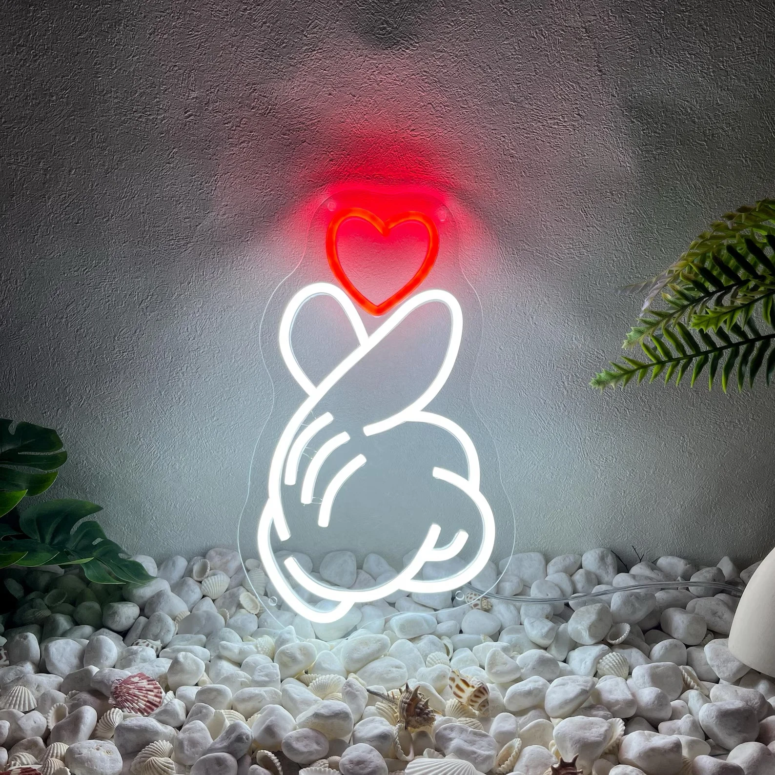 

Finger Heart Neon Sign, Custom LED Wall Decor Neon Lights, Love Hearts Light up Sign for Concert,Party Decor Love Neon Sign