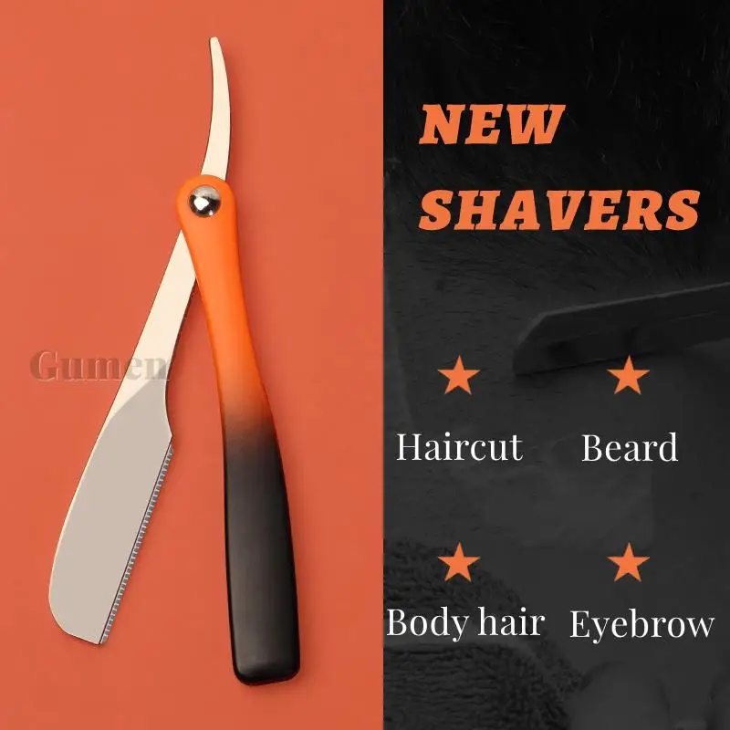 New Manual Folding Shaving Razor Blade Replacement Men ABS Gradient Handle Straight Edge Barber Razor Holder