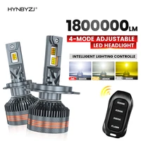 HYNBYZJ H7 LED H11 9005 HB3 9006 HB4 9012 H4 6000K 4300K 3000K bombilla LED Control remoto de tres colores para luces de faros de coche 12V