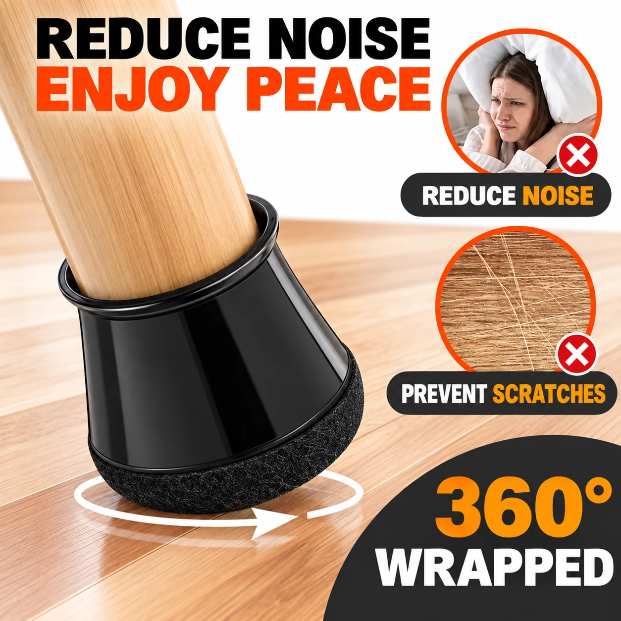 16pcs Round Chair Leg Floor Protectors, Silicone Chair Leg Covers Caps for Hardwood Tile Floors, Dining Room Bar Stools Leg