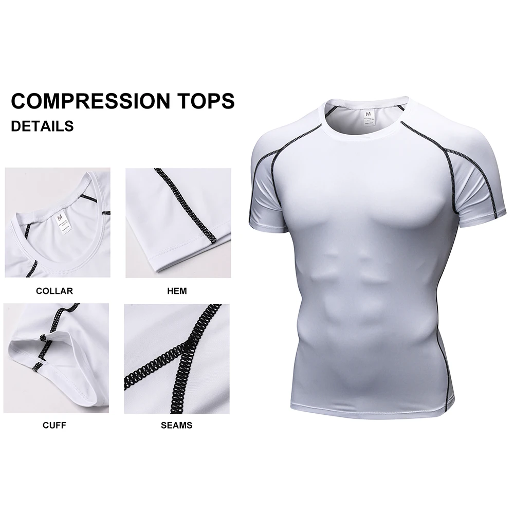 Compression Shirts Men Short Sleeve Quick Dry Sports Undershirt Gym Workout Base Layer T Shirt for Men Running Athletic Tights