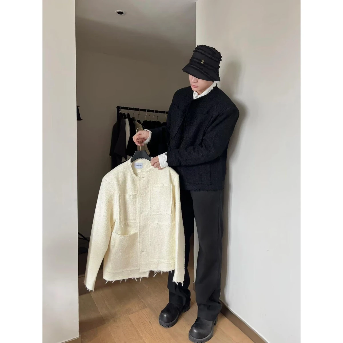 

Ретро осенне-зимнее мужское шерстяное пальто с подплечниками CleanFit Small Fraance Sle Coat Long Sve Thiened, зимняя верхняя одежда