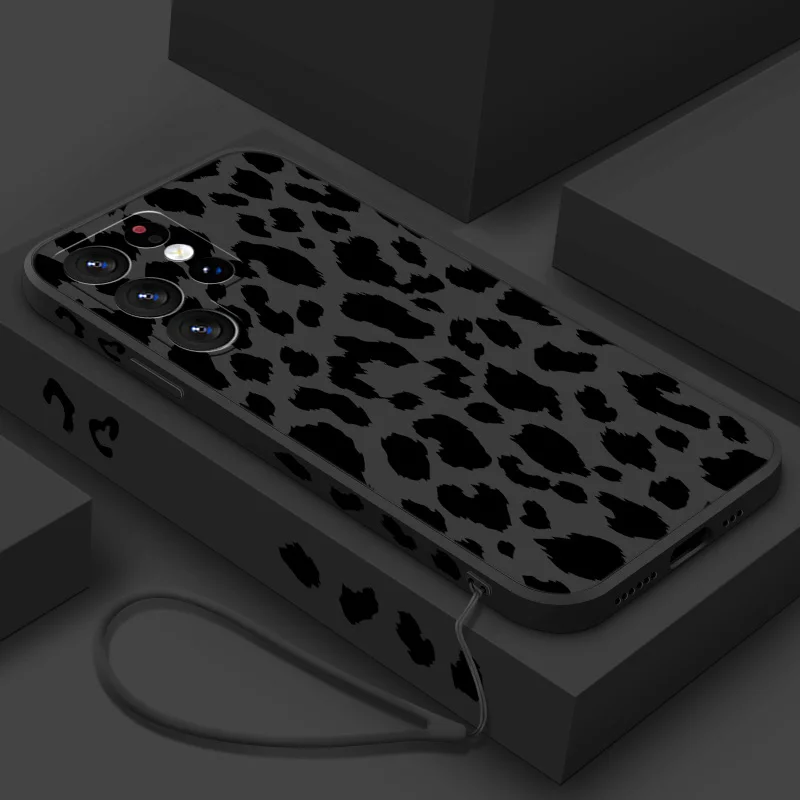 

Black Leopard Print Graphic Phone Case For Samsung Note 8 9 10 20 M13 14 20 21 30 31S 33 51 52 62 A02S A25 Liquid Left Rope Soft