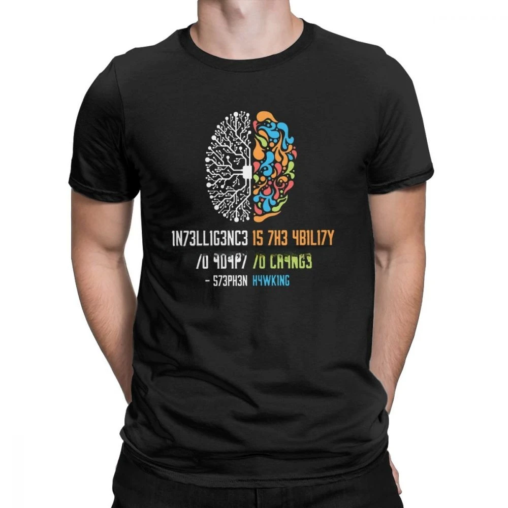 

Intelligence Is The Ability To Adapt To Change Vintage Science Slogan T-Shirt 100% Cotton Tee Shirt Intelligence Men T Shirt