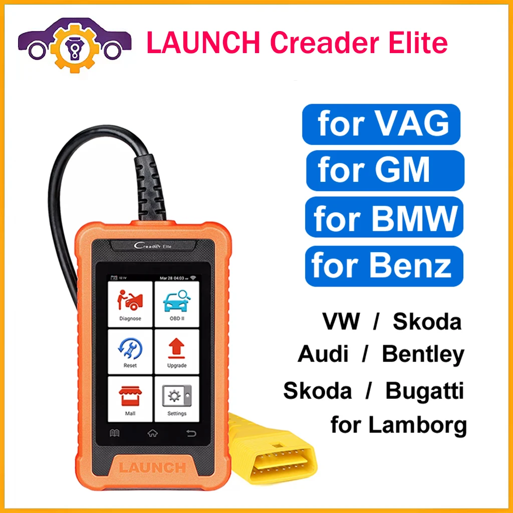 

LAUNCH X431 Creader Elite For VA-G Professional Full System Diagnostic Tools Online ECU Coding 31+ reset Function OBD2 Scanner