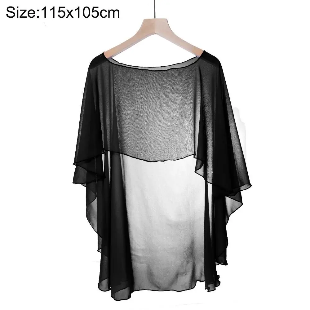 New Fashion Soft Wedding Capes Long Solid Color Wedding Jacket Wraps Chiffon Shrug Womens Ladies view 6