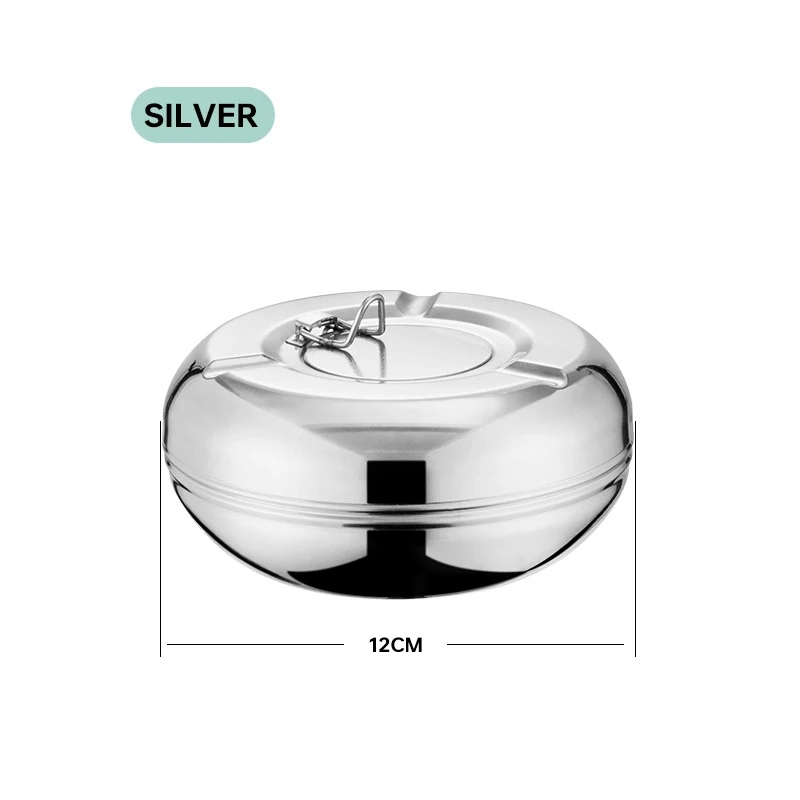 2024 New Stainless Steel Ashtray with Lid Detachable Outdoor Cigarettes Tray Holder for Home Bedroom Office Decoration Gift