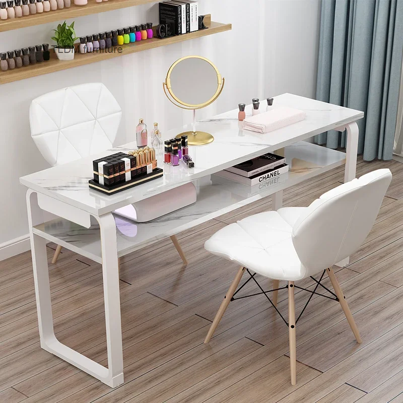 Designer Nail Tables Double Beauty Shop Salon furniture Professional Manicure Tables Double-layer Manicure Table and Chair Set