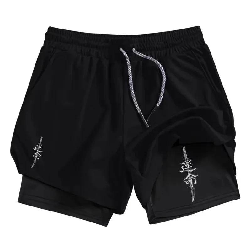 

Men's Warrior 2-in-1 sports shorts, quick drying, with phone pocket suitable for gym training boxing and running men's clearance
