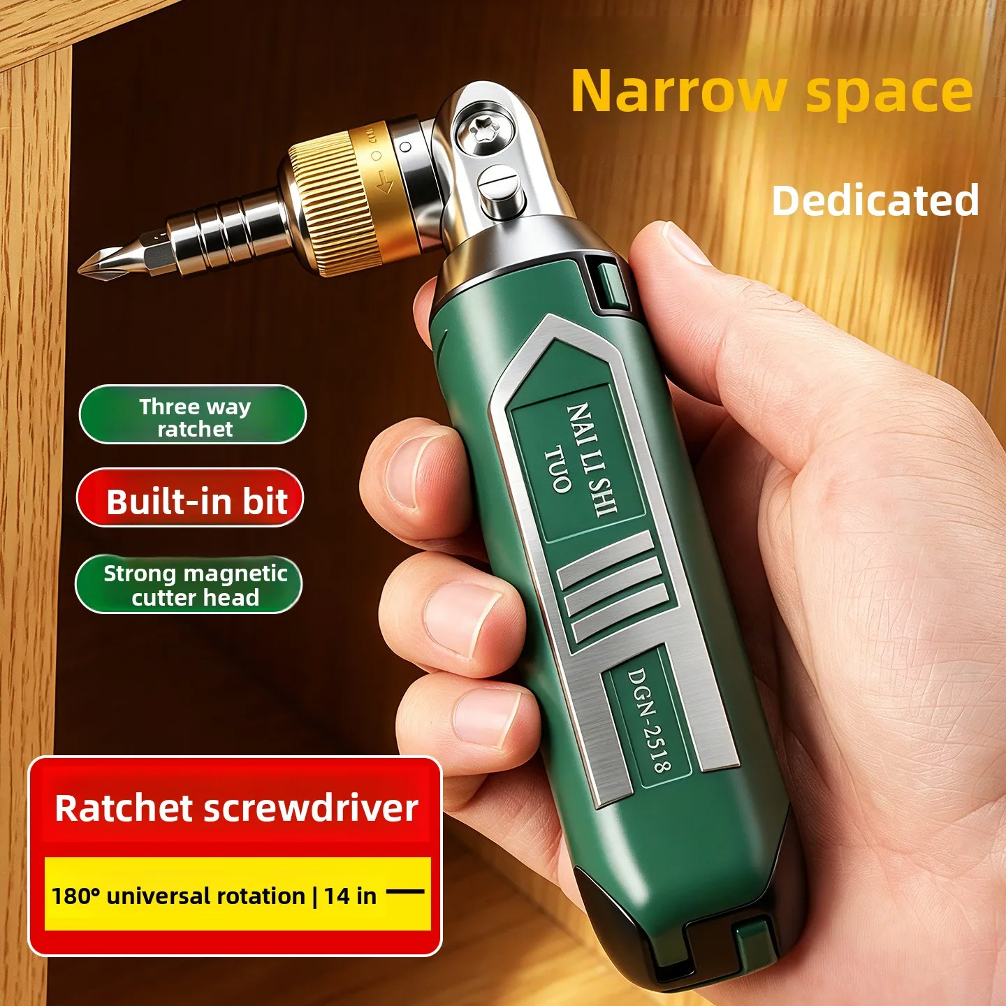 14 in 1 Industrial Ratchet Screwdriver Set High Hardness 180 Degree Rotating Manual Repair Tool for Tight Spaces