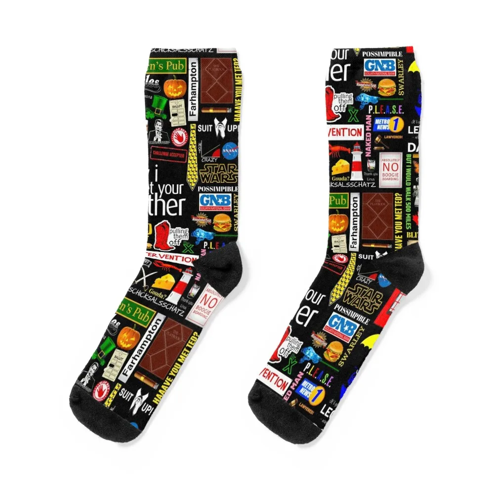 

How i Met Your Mother Collage Poster Iconographic - Infographic Socks moving stockings luxury sheer Women's Socks Men's
