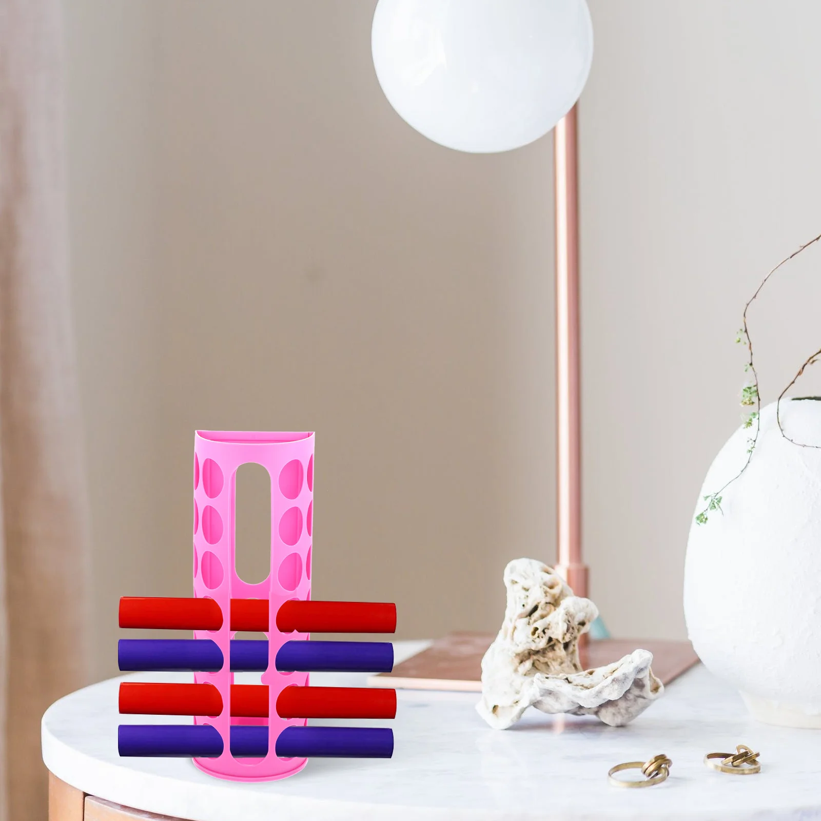 

Vinyl Storage Rack 14-Holes Sturdy Plastic Roll Holder Craft Room Display Rack Wrapping Paper Organizer Vinyl Roll Holder