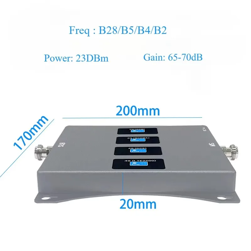 풀 세트 4밴드 모바일 신호 증폭기 700/850/1700/1900mhz 신호 증폭기 2G 3G 4G LTE 안테나 포함