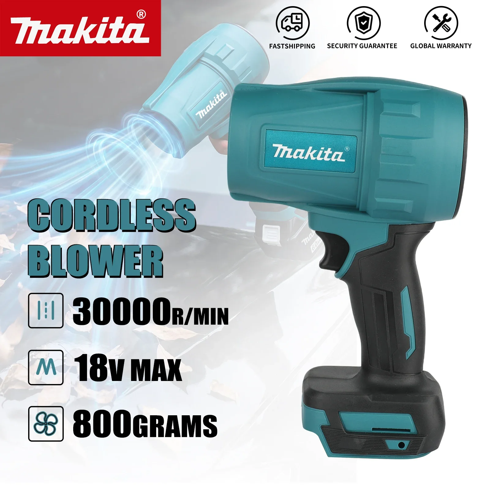 Makita High Power Blower 1080W Fast Drying Capability Ideal For Washing Cars And Removing Water From Surfaces Tools