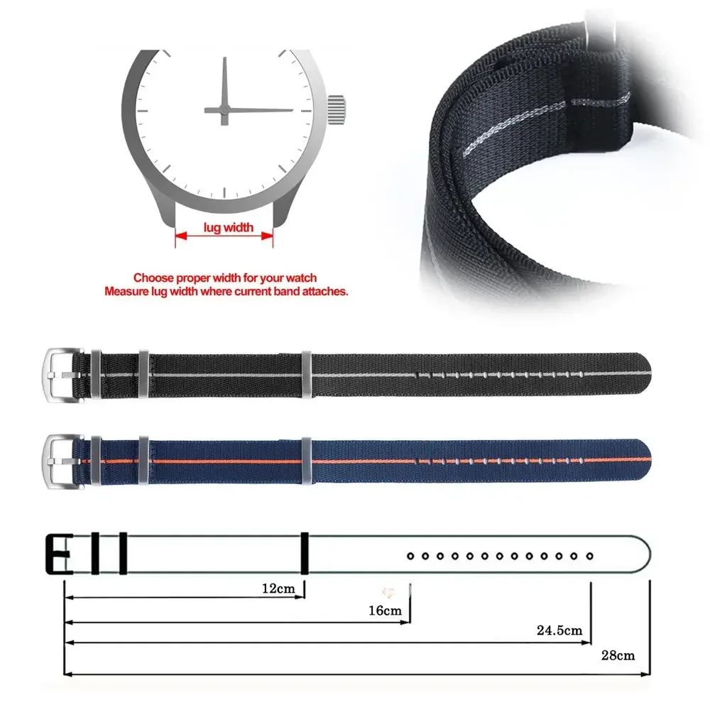 18mm 20mm 22mm Nylon Watch Strap for Seiko Wristband for Rolex Men Sport Watchband for Military Bracelet for Casio Universal