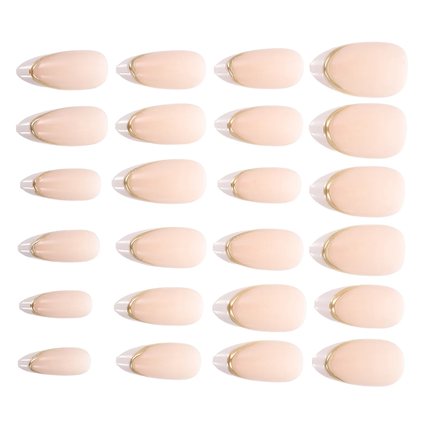 

1 set French Tip Press On Nails Almond Full Cover Fake False Nail Tips Elegant Manicure Design For Women Home Salon Use