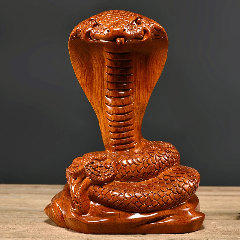 Pear wood carving snake ornament solid wood zodiac antique handicrafts creative home decoration gifts to friends