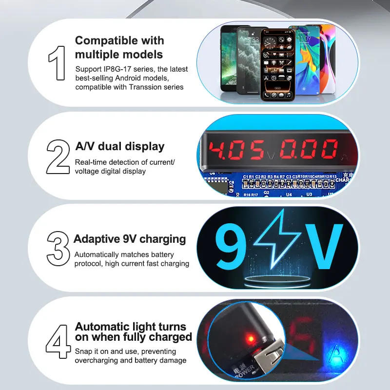 SUNSHINE SS-916 Ultra Charging Activation Fixture 5-9V Adaptive Voltage Support to IP6G-IP17 and  Android Models view 2