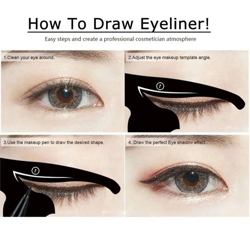 2pcs Eyeliner Stencils  Eyeliner Stamps Cat Pro Eye Liner Stamps Models Eyeliner Template Shaper Eye Liner Makeup Tool