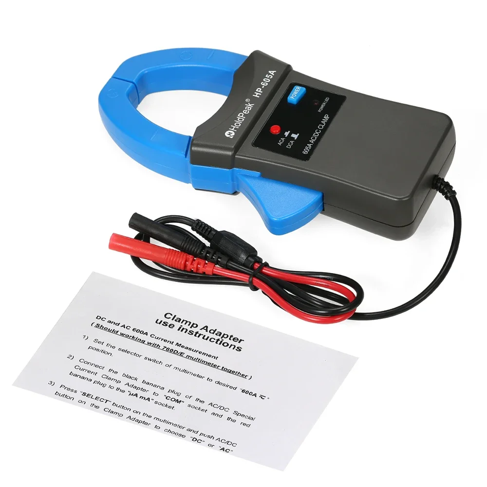 600A DC/AC Current Clamp Adapter Clamp-On Adapter Meter With Test Probes For HoldPeak