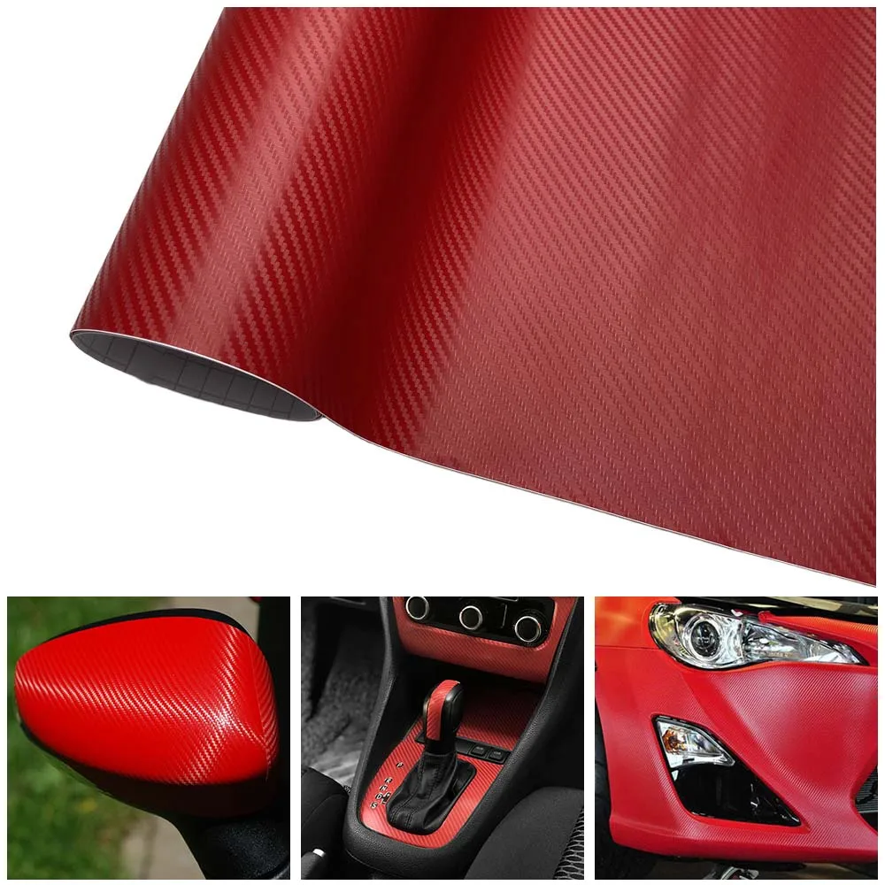 

Виниловая пленка из углеродного волокна для мотоцикла, 3D-стиль, аксессуары для автотюнинга, красная пленка без воздуха, сделай сам, защитная пленка для автомобиля, фольга