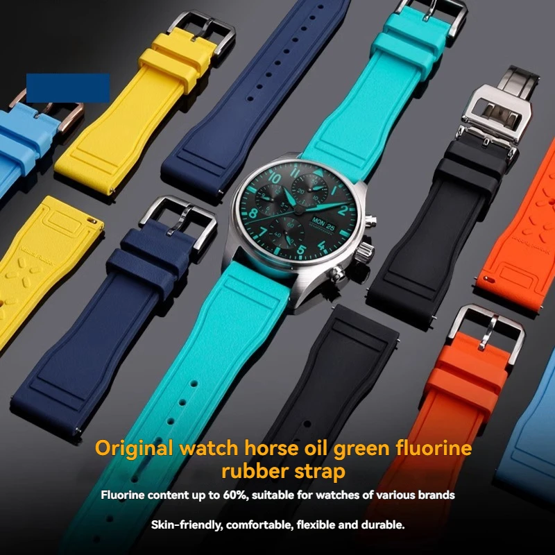 20mm 21mm 22mm cinturino in caucciù fluoro per IWC Big Pilot Mark 18 Portugieser cinturino sportivo da uomo impermeabile a sgancio rapido