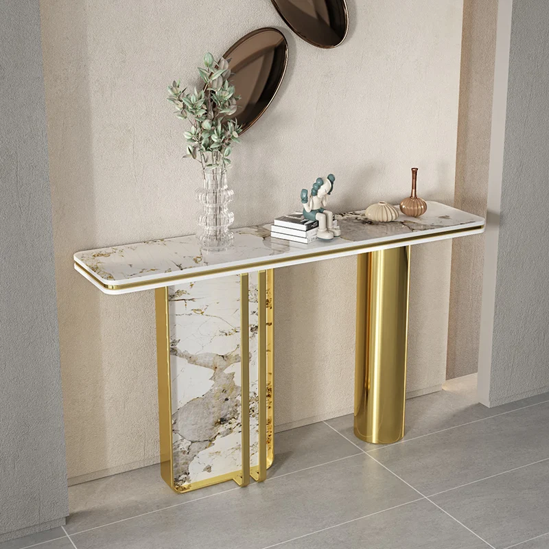 Light luxury marble entrance table Simple entrance table Against the wall Entry living room End view table Narrow case rock slab