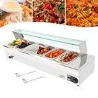 

110V Bain Marie Food Warmer 6 Pan x 1/3 GN, Food Grade Stainelss Steel Commercial Food Steam Table 6-Inch Deep, 1200W Electric C