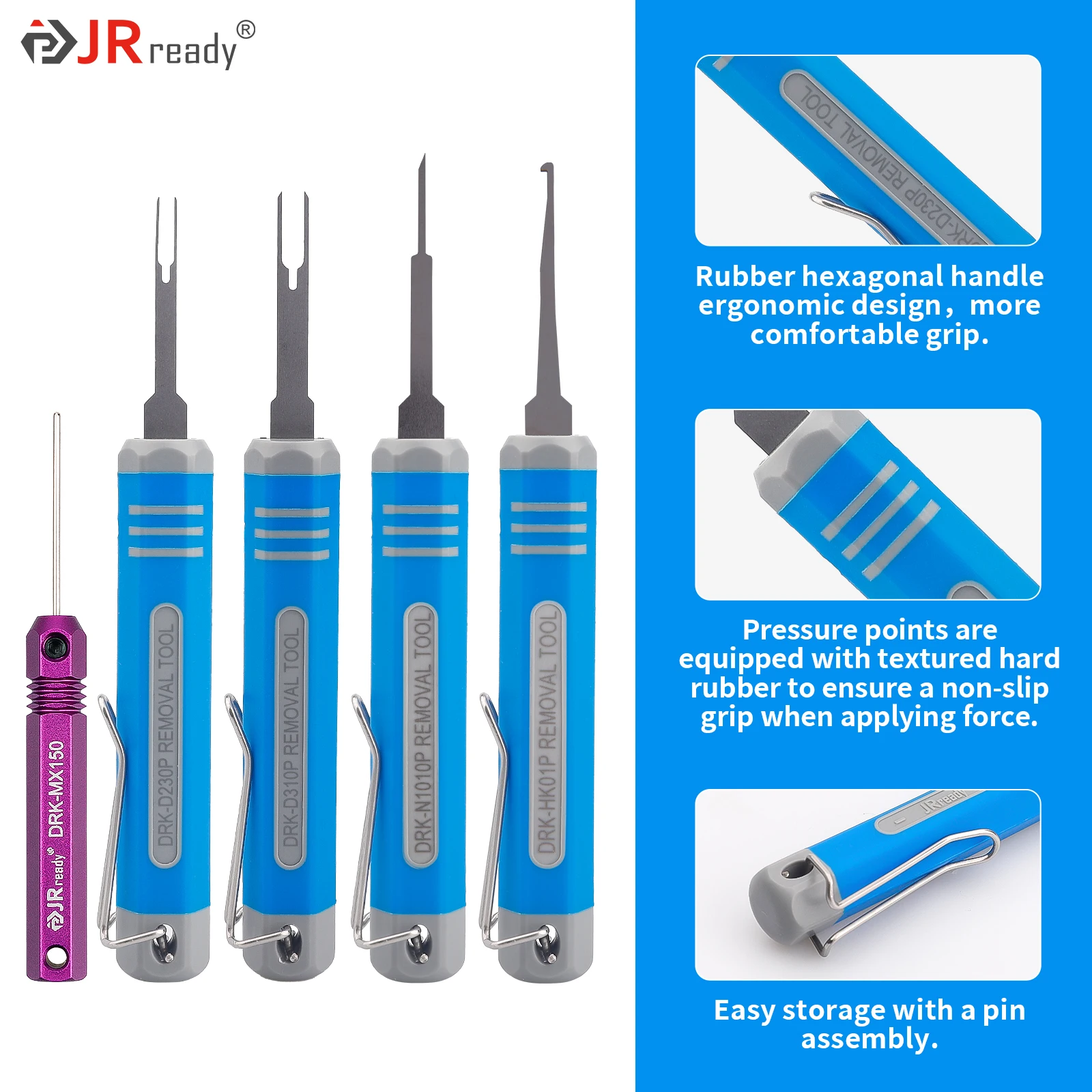 JRready ST5253 Automotive Terminal Removal Tool Kit-Car Pin Extractor Tool Set-Double Pin Extractor-Terminal Release Tool