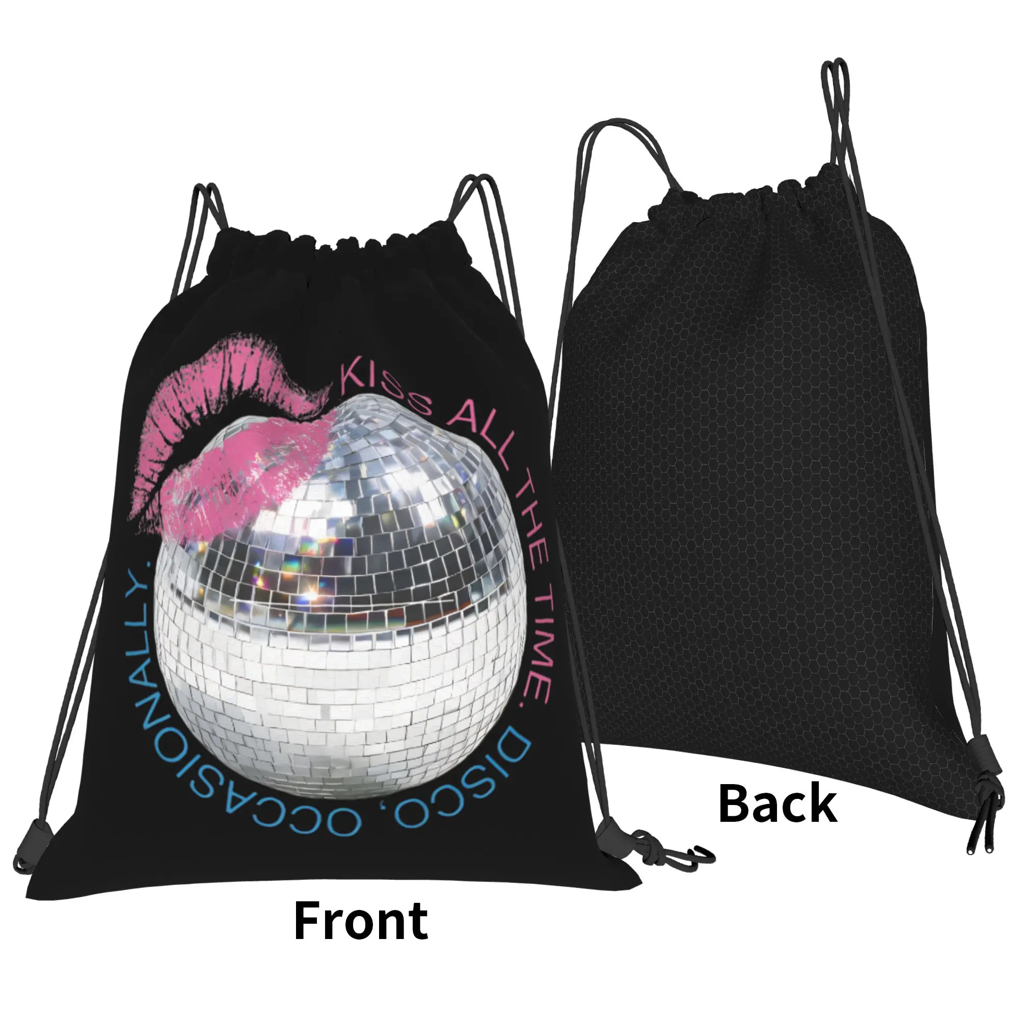 Kiss All The Time Disco Bag Drawstring Backpack Sports Gym Sackpack Harrys Singer Styles String Bag Hiking 36cm (W) x 43cm (H)