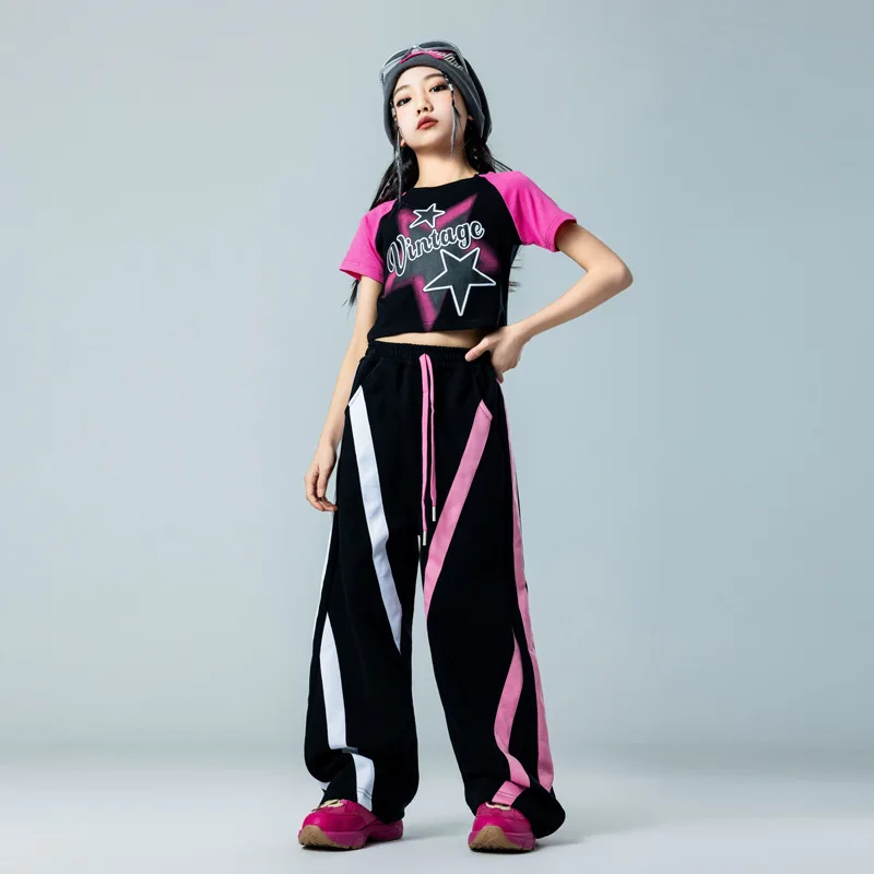 Tienermeisjes Hiphop Crop T-Shirt Broek Zoete Kleding Sets Kinderen Streetdance Joggers Kids Streetwear Jazz Podiumkostuums