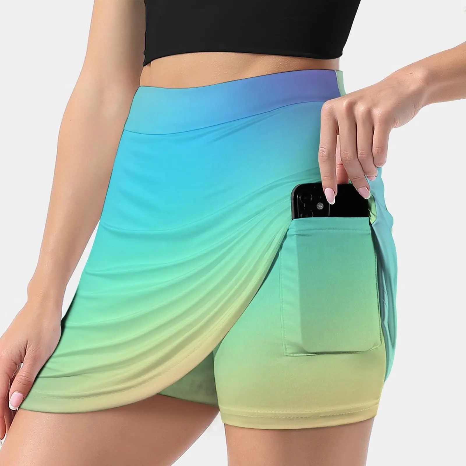

Soft Colorful Gradient Women's skirt Y2K Summer Clothes 2022 Kpop Style Trouser Skirt With Pocket Rainbow Bright Colorful Soft