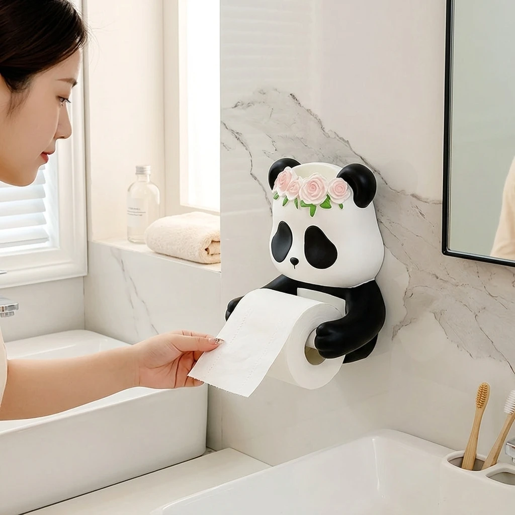 Toilet Paper Holder Metal Plastic Adhesive Tissue Storage Rack No Drill Wall Mount for Bathroom Hotel Restroom Durable